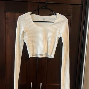 Brandy Melville Cream Ribbed Crop Top